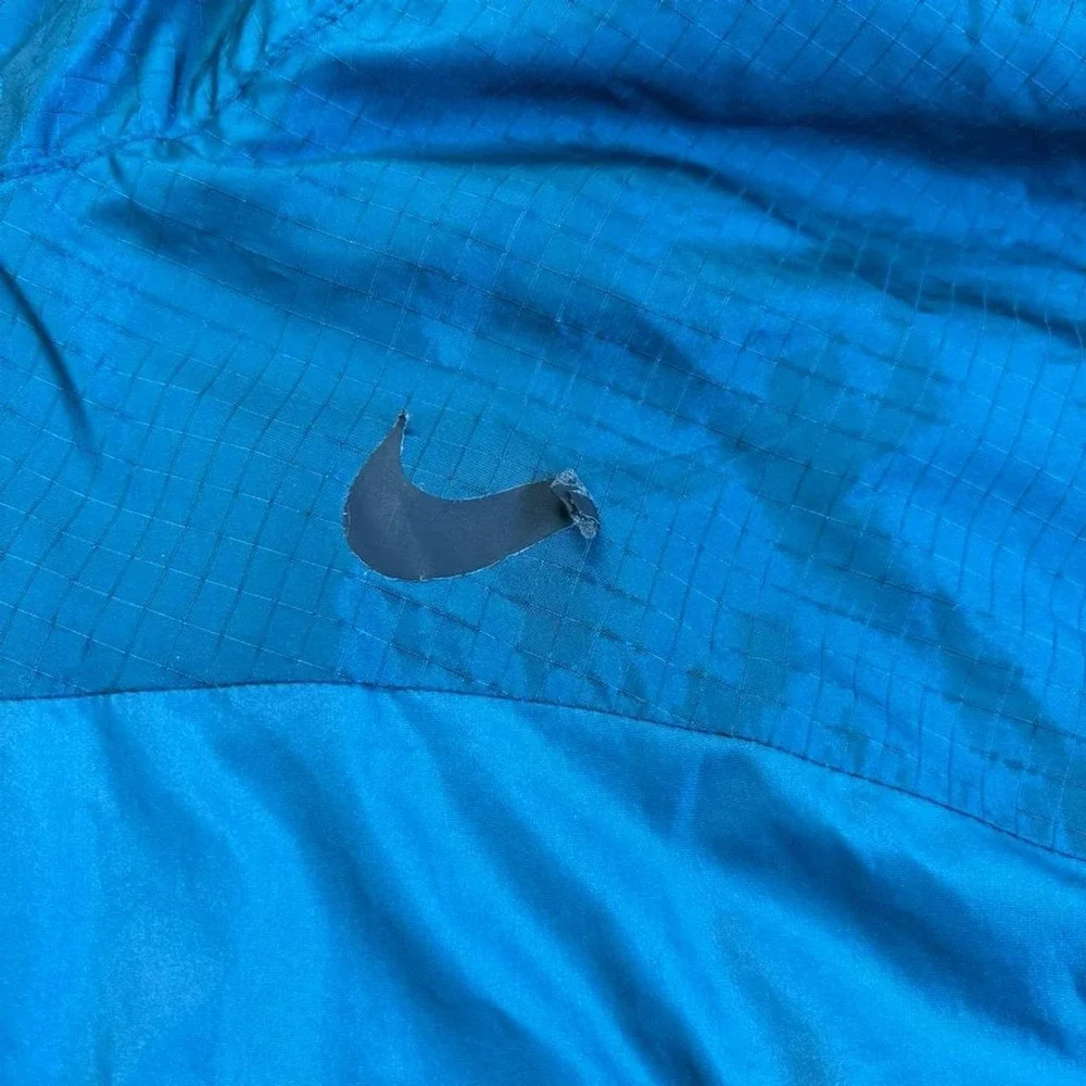🌲 gorpcore nike teal windbreaker jacket sz Large w/ flaw see pic